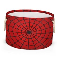 Storage Baskets - Large Nursery Organizer Bin Box with Handles Red Spider Web