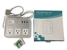 TISDLIP USB Power Strip 3 Outlet w/ USB-C  USB Ports Overload Protection
