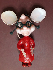 "Juguete de ratón chino Topo Gigio vintage de 7"" todo plástico original"