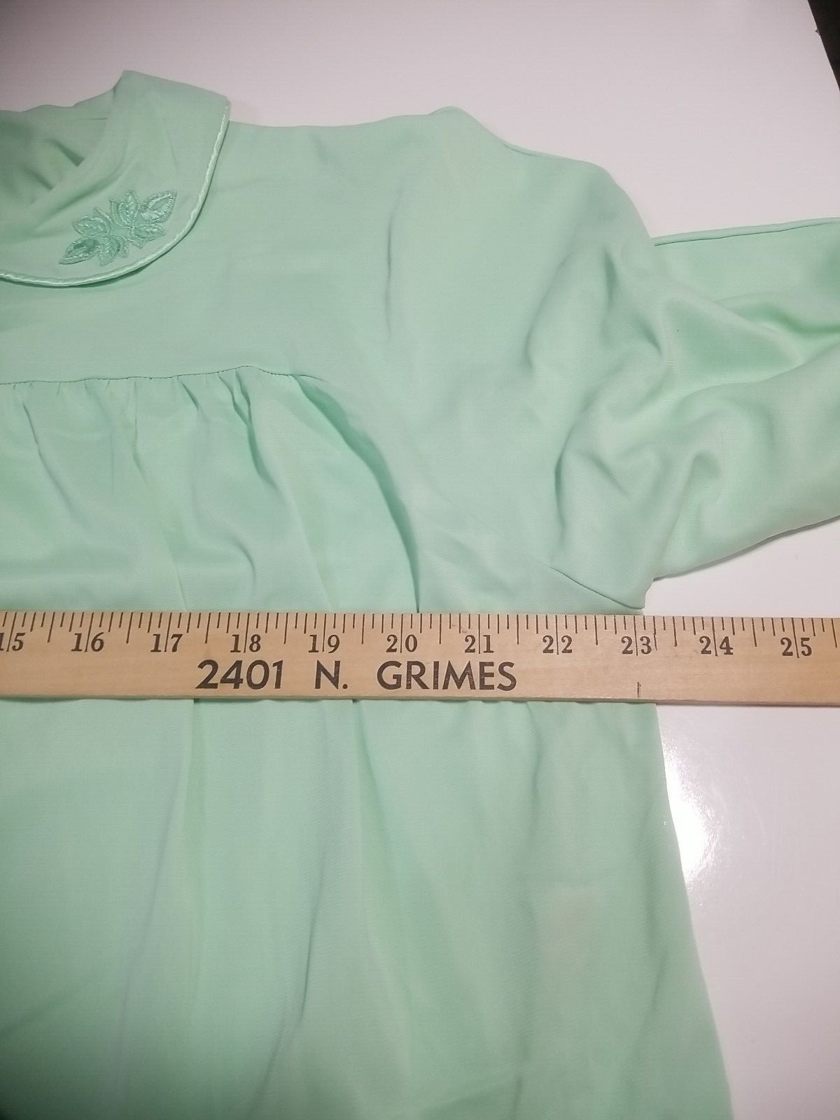 Lorraine Housedress Robe L Vintage 70s Green Knee… - image 5