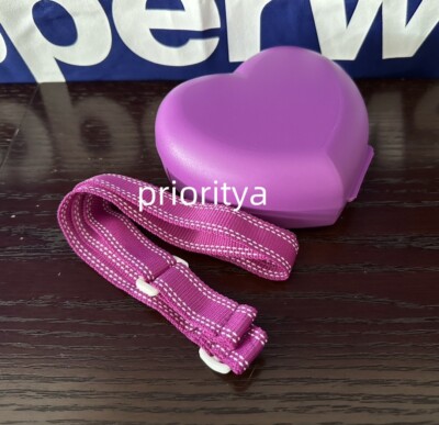 Tupperware Valentine Heart Shaped Snack Chocolate Container w/ Strap Purple New