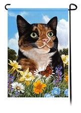 Summer Flowers Garden Flag - Calico Cat