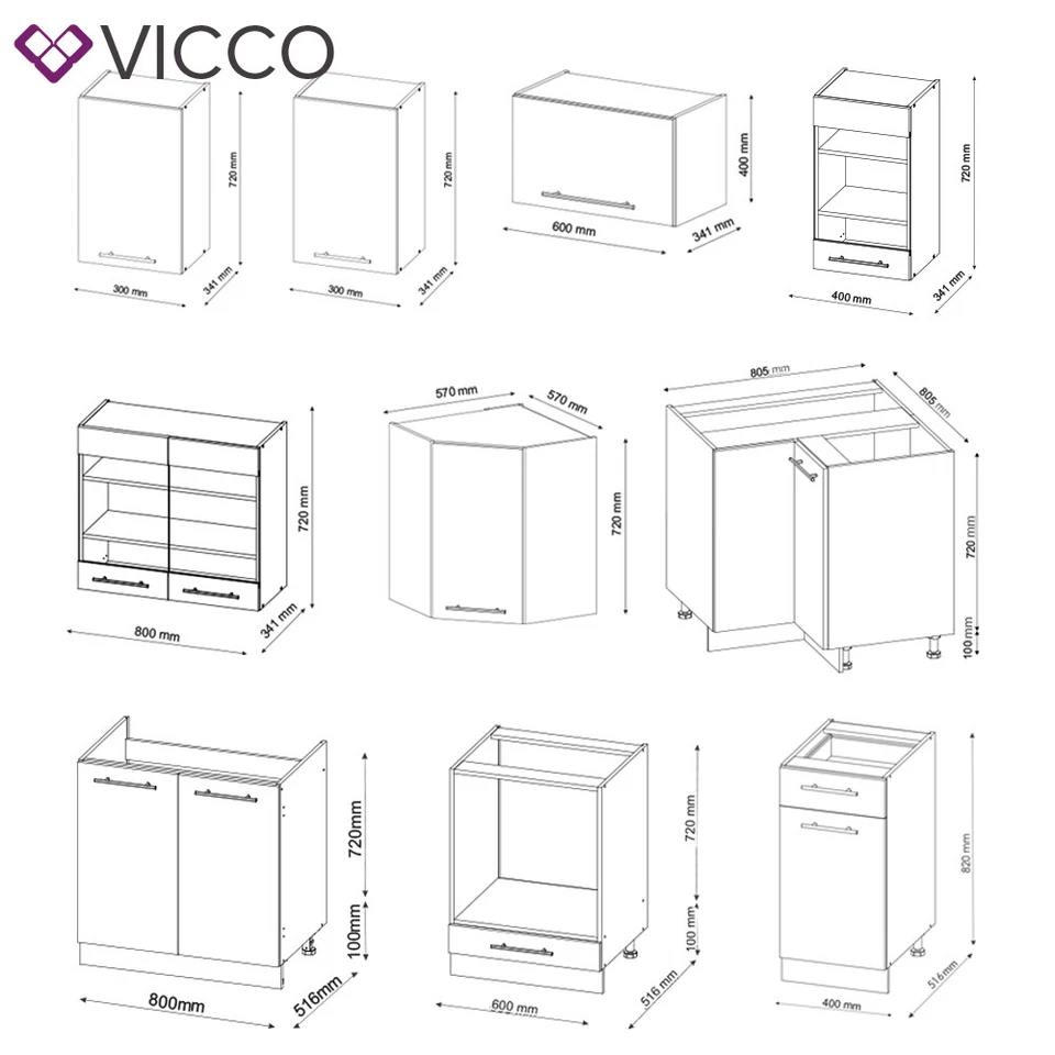 Vicco Küche Fame-Line – Moderne Küchenzeile, Einbauküche 10 Module – Anthrazit - Bild 3 von 4
