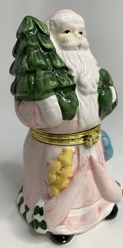 Ceramic Santa Trinket Box Hinged Figurine Hand Painted Vintage 6 X 5” - Picture 8 of 13