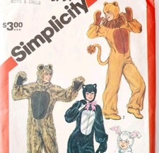 1982 Simplicity Animal Costume Patterns 5739 Halloween Kids Size 6-8 C86