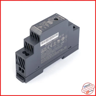 MEAN WELL ALIMENTATORE MEANWELL HDR-15-12 BARRA DIN 12V 1,25A HDR GUIDA ROTAIA RAIL SWITCH