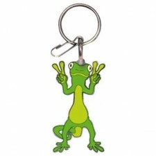 gecko frog logo color metal key chain ring made in usa