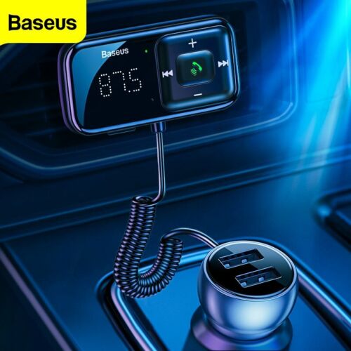 Baseus Wireless FM Transmitter Bluetooth 5.0 Receiver 3.1A USB Car Charger Kit