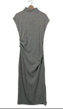 Zara Grey Marl Knit Column Maxi Dress With Gathered Sides - Size L