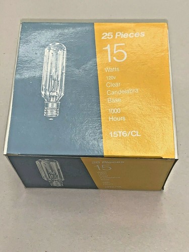 PACK OF 5 - 15T6/C lamps, candelabra base - 15 Watt, clear (398-320) - Picture 2 of 5