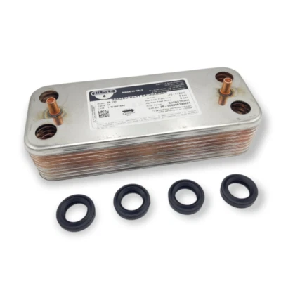 ZILMET SCAMBIATORE 16 PIASTRE 65104333 + GUARNIZIONI CALDAIA CHAFFOTEAUX ALIXIA 24 FF