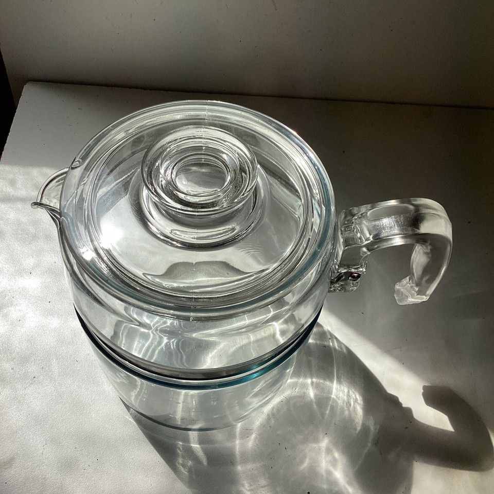 VINTAGE PYREX FLAMEWARE GLASS 9 CUP PERCOLATOR COFFEE POT 7759B POT