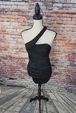 NWT $290 ABS Allen Schwartz One Shoulder Black Party Cocktail Sheath Dress Sz S