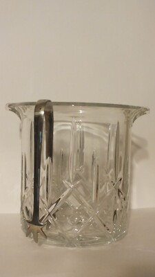 Open Crystal Ice Bucket Lady Anne Gorham West Germany Handle Clear with tongs