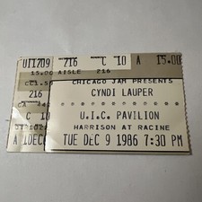 Cyndi Lauper Concert Ticket Stub 12/9/86 UIC Pavilion Chicago True Colors Tour!