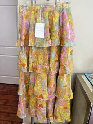 Show Me Your Mumu Jasmine Tiered Ruffle Maxi Skirt in Hibiscus Daze Small Floral