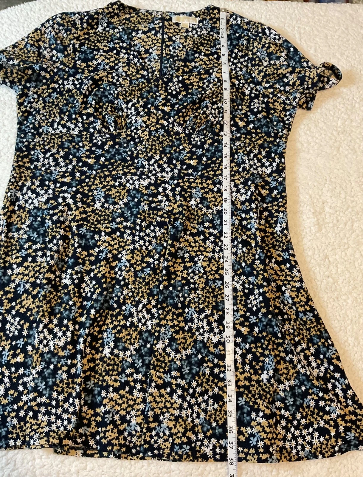 Michael Kors Abito Midi Donna Più 2X Manica Corta Blu Multicolore Floreale