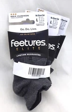 Feetures Elite Max Cushion No Show Tab, Gray, SM-LG, Unisex, 3 Pair