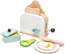 Tender Leaf Toys Mini Chef Breakfast Toaster SetClassic Wooden Pop Up Toy