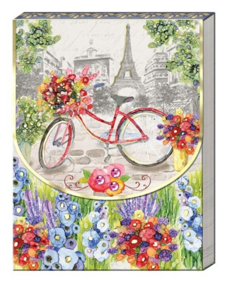  PUNCH STUDIO Notepad 3x4'' Gold Foil Jeweled Magnetic Flap Paris Romantic NEW