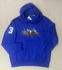 Polo Ralph Lauren Men's Triple-Pony Embroidered Fleece Hoodie, Royal Size M