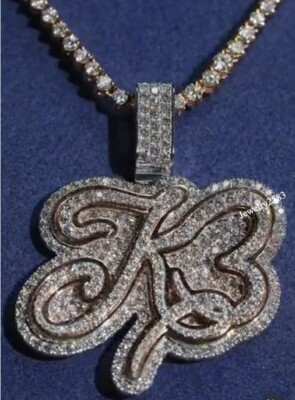 Attractive Cursive Font In VVS Moissanite Men's ''K3'' Custom Pendant 925 Silver