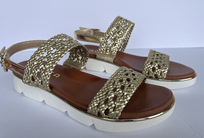 Unisa Size Gold flat Platform Sandals With Heel Strap