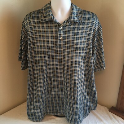 Bryon Nelson Eleven Straight Mens Polo Golf Shirt Blue Yellow Check 2XL XXL FS!