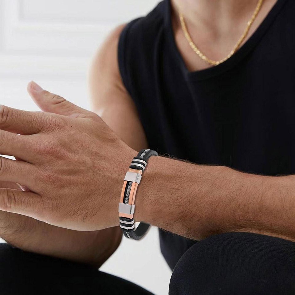 New Titanium Steel Detox Bracelet Punk Style Men Silicone Bracelets