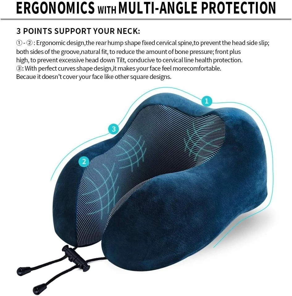 Travel Pillow Best Memory Foam Neck Pillow Head Support Soft Pillo