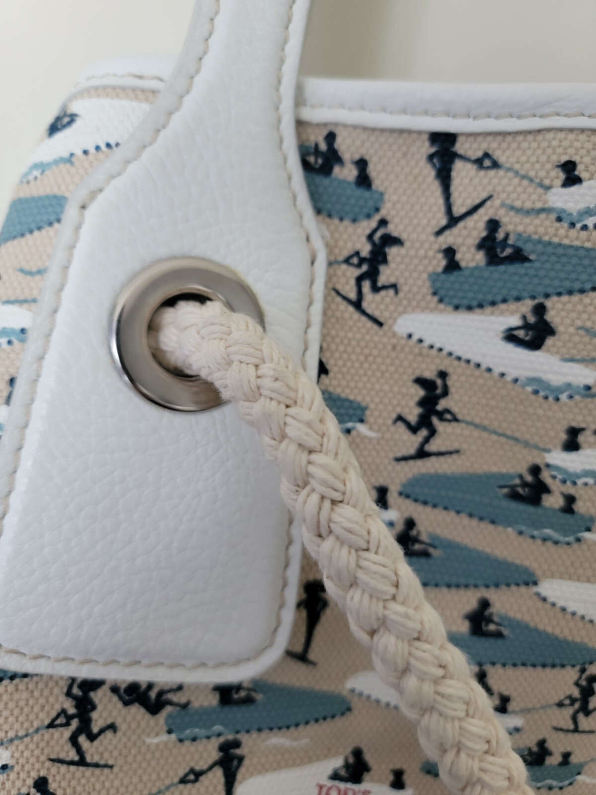 TOD'S Tote Bag Limited Edition Vintage Large Canvas Pattern Leather image 5