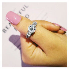 Sterling Silver AAAA Cubic Zirconia 3-Stones Engagement Ring