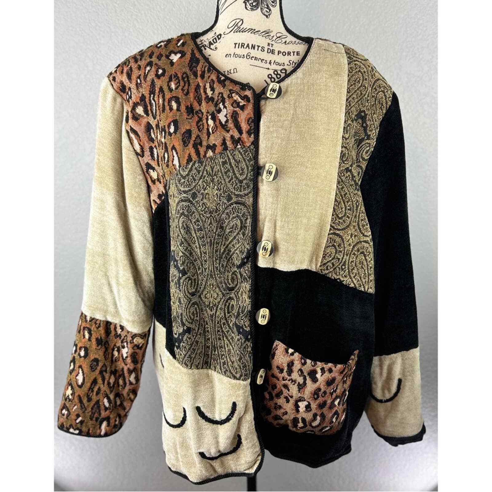 Indigo Moon Jacket Patchwork Wild Animal Print Pa… - image 1