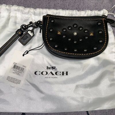 Coach Black Suede Western Rivets Small Pouch E1673-57194 NWT | eBay