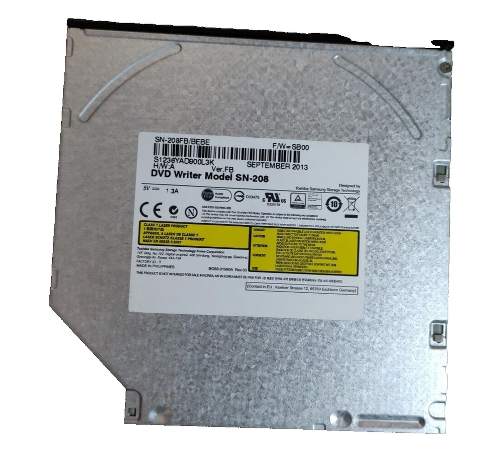 Toshiba Samsung SN-208 DVD Laufwerk Drive Writer Recorder Brenner Slim Notebook