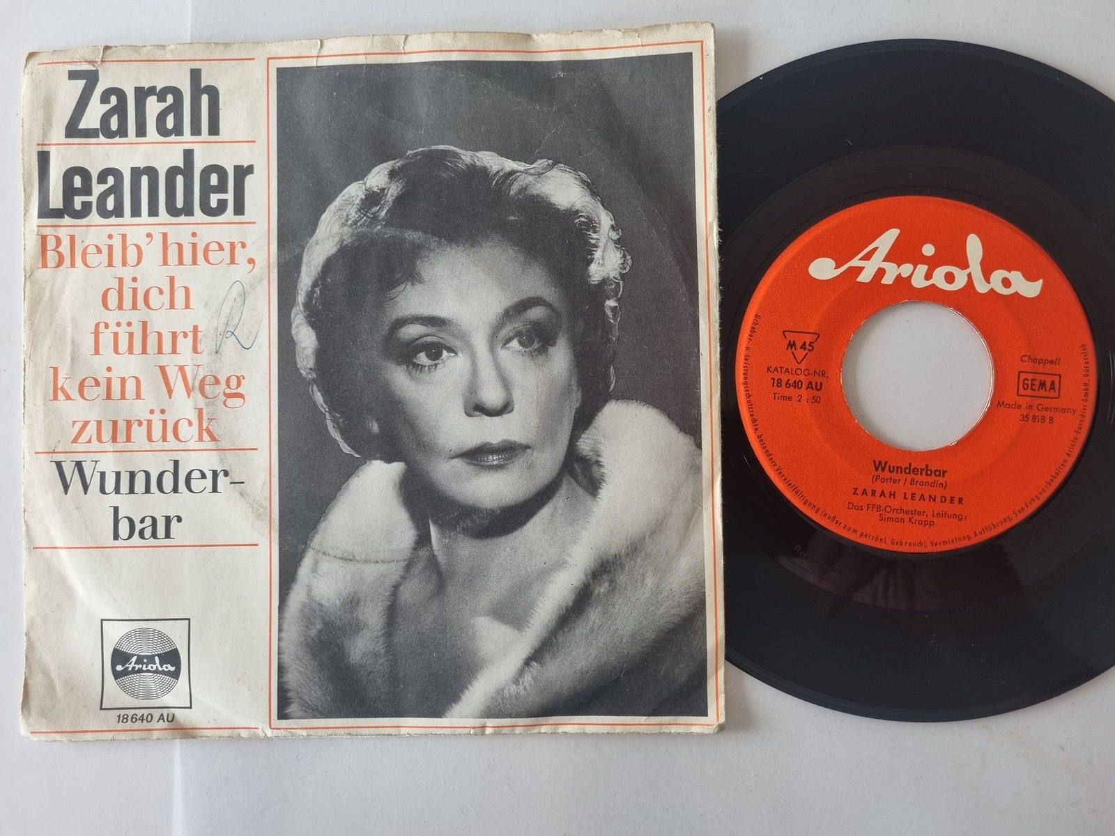 Zarah Leander - Bleib' Hier, Dich Führt Kein Weg Zurück / Wunderbar 7'' Vinyl