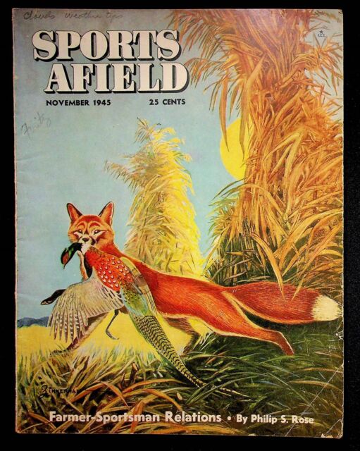 Sports Afield Magazine November 1945 Lewis Zimmerman Cover Pike Fishing
