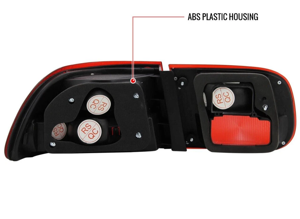 Para 92-95 Honda Civic EH EJ 2/4DR lanternas traseiras foscas fumê vermelhas 4 peças cupê sedã - Imagem 2 de 3