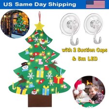 36PCS LED Felt Christmas Tree Set DIY Detachable Ornaments Kids Wall Hanging Gif