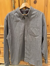 Eddie Bauer Men's Casual Button-Down Shirt Gray 2XL Cotton Relaxed Fit