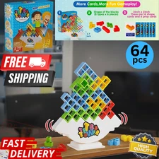 Tetra Tower Balance Stacking Game 64PCS | Family Party Strategy Board Game Kids