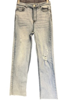 Vanilla Star Juniors 9 Bootcut Light Wash Distressed Hem Button Fly Y2K Denim