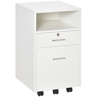 Vinsetto Mobile File Cabinet Lockable Documents Storage w/ 5 Wheels White