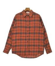 CELINE Casual Shirts OrangexBlackxWhite Check Pattern 2200692573204