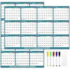 48" x 32" Dry Erase Calendar 2026-2027 - Large Dry Erase Calendar for Wall