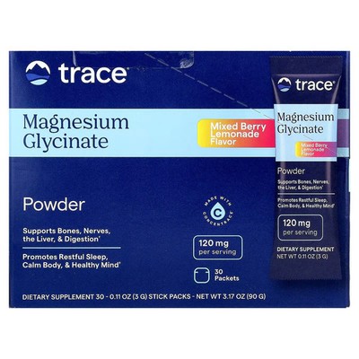 2 X  Trace, Magnesium Glycinate Powder, Mixed Berry Lemonade, 30 Stic-worldwide