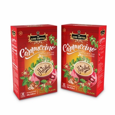 King Coffee - Cappuccino Hazelnut - Box 12 sticks x 20g = 240g ( 2 Boxes)