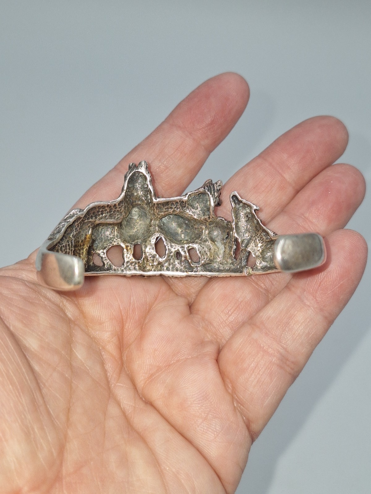 Ted Ott Sterling Silver Wolfpack Cuff Bracelet Vi… - image 9