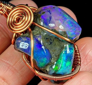 44.7Ct African Crystal Opal Nugget Wire Wrapped Pendant PRS70