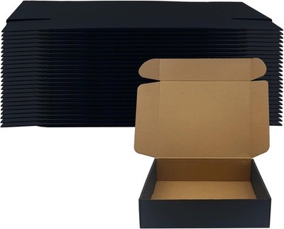 20 Pack 12x10x3 inches Black Shipping Boxes, Corrugated Mailer Boxes, Packagi...